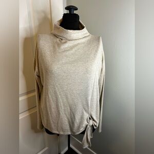 Simply‎ Vera Vera Wang Cozy Ivory Knot Front Long Sleeve Mock Neck Top Womens XL